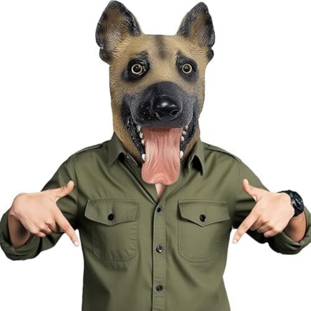 8193 German Shepherd Dog Head Mask, Innovative Latex Animal Dressing Mask